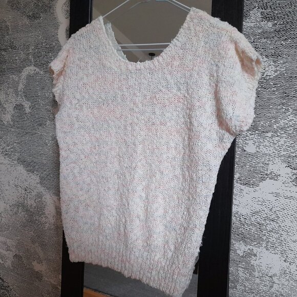 Vintage 80s Knit Boucle Sweater Top Size Small 37"B Pullover Pastel - Picture 8 of 15